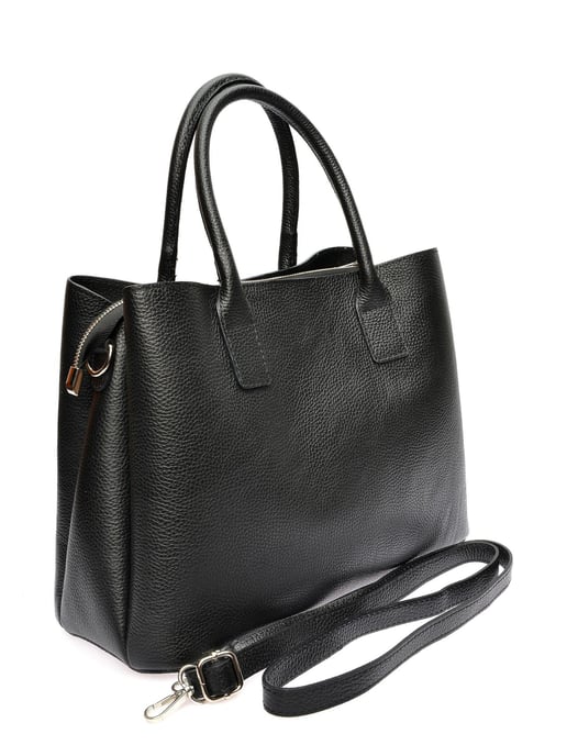 Anna Luchini Zwart Rundleer Tas - Image 2