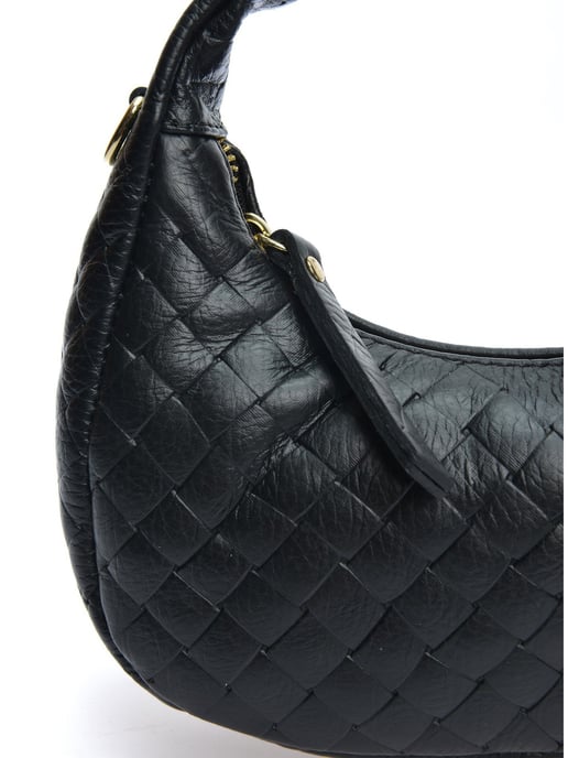 Anna Luchini Zwart Rundleer Tas - Image 3