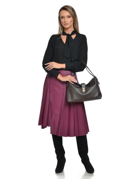 Anna Luchini Bordeauxrood Rundleer Tas - Image 5