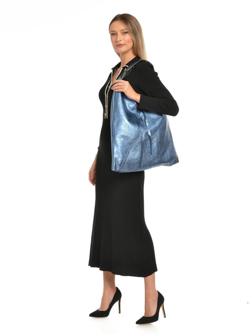 Isabella Rhea Blauw Rundleer Tas - Image 5
