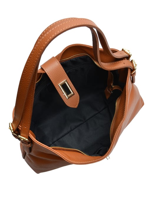 Anna Luchini Brown Rundleer Tas - Image 4