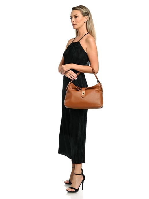 Anna Luchini Brown Rundleer Tas - Image 5