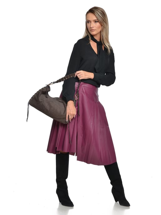 Anna Luchini Bordeauxrood Rundleer Tas - Image 5