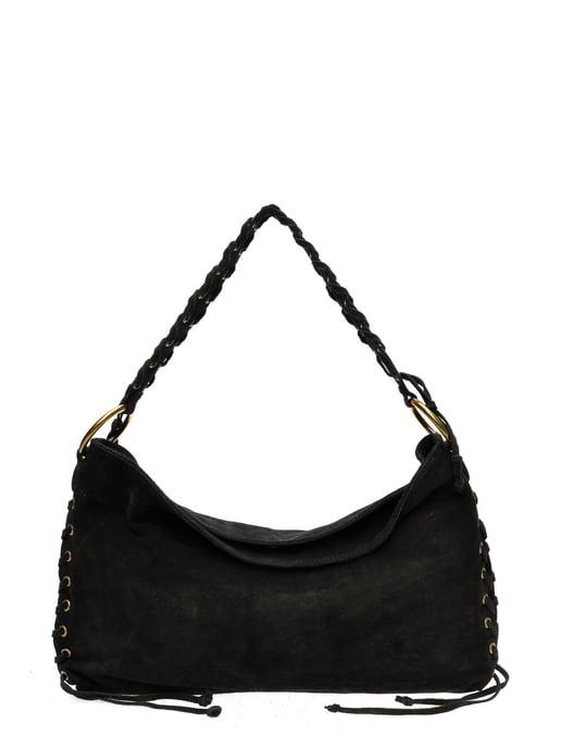 Anna Luchini Zwart Rundleer Tas - Image 1