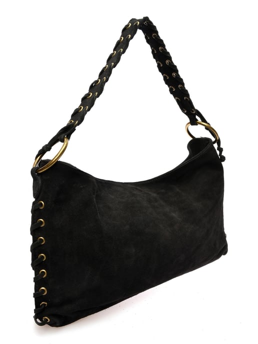 Anna Luchini Zwart Rundleer Tas - Image 2