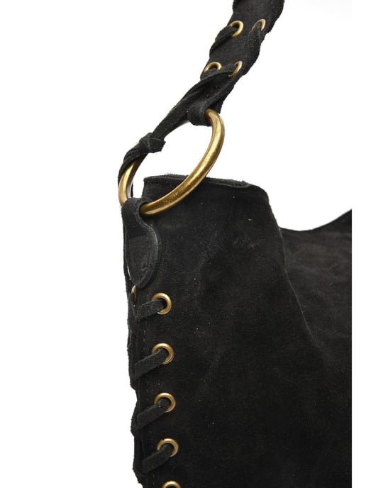 Anna Luchini Zwart Rundleer Tas - Image 3