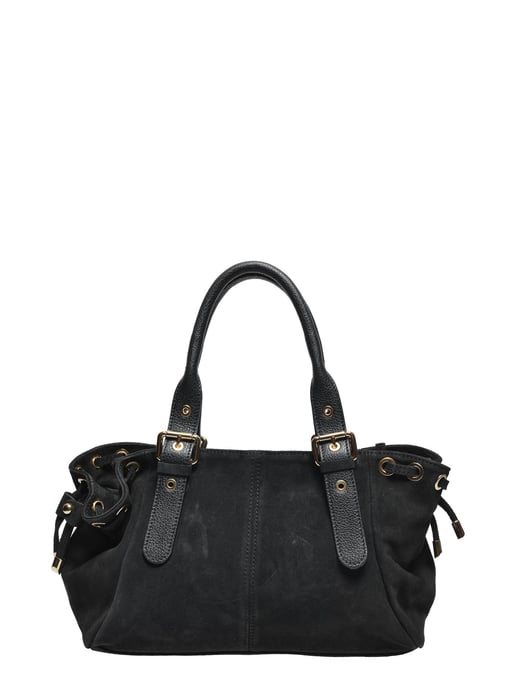 Anna Luchini Zwart Rundleer Tas - Image 1
