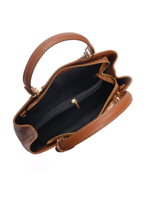 Anna Luchini Brown Rundleer Tas - Image 3
