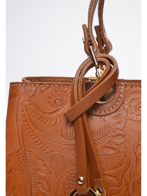 Anna Luchini Brown Rundleer Tas - Image 4
