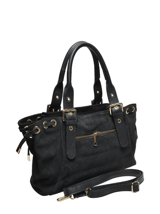 Anna Luchini Zwart Rundleer Tas - Image 2