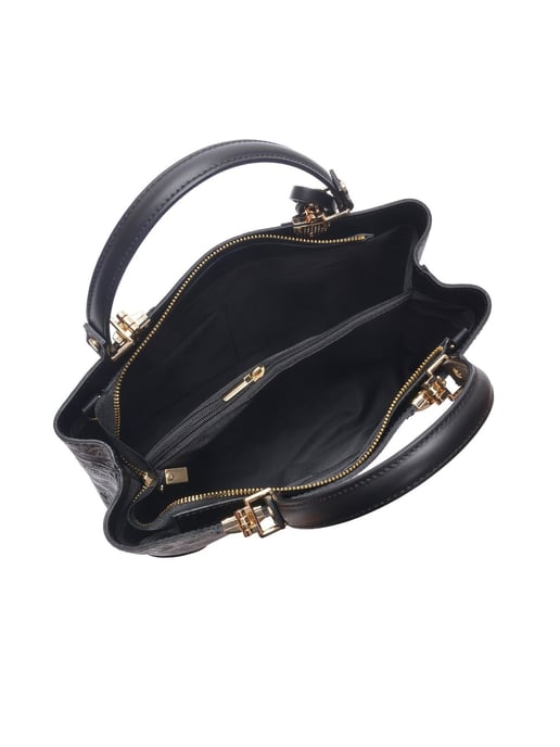 Anna Luchini Zwart Rundleer Tas - Image 4
