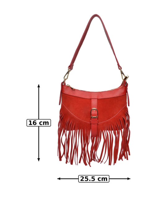 Anna Luchini Rood Rundleer Tas - Image 6
