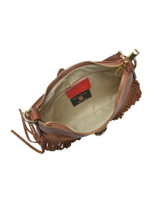 Anna Luchini Brown Rundleer Tas - Image 4