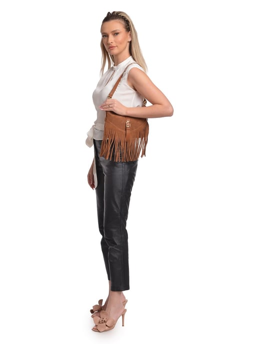 Anna Luchini Brown Rundleer Tas - Image 5