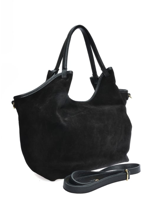 Anna Luchini Zwart Rundleer Tas - Image 2