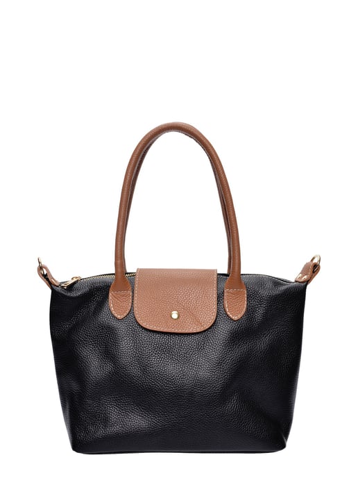 Anna Luchini Zwart Rundleer Tas - Image 1