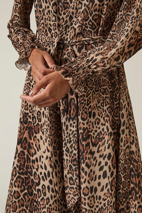 Maxijurk met luipaardprint en golvende zoom - Image 3