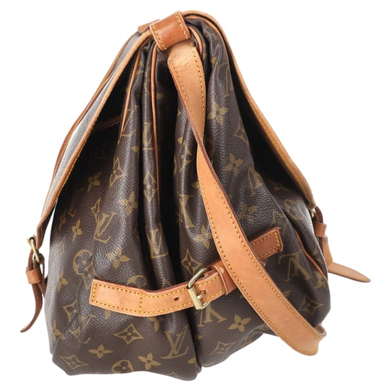 Louis Vuitton Saumur 35 Messenger Bag in bruin gecoat canvas - Image 4