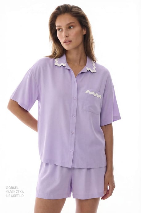 Penti Ella pyjamaset met kanten shorts en korte mouwen - Image 4