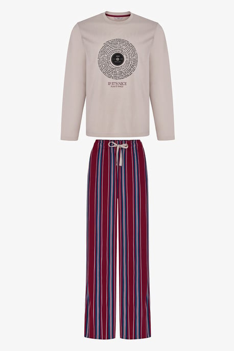 Penti Soundwave gestreepte pyjamaset voor heren met lange mouwen - Image 1