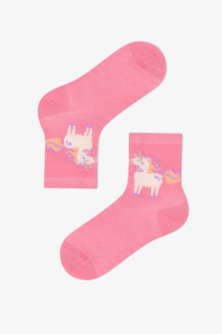 Katoenen halfhoge sokken voor meisjes met Unicorn Carousel-motief, 2 paar - Image 2