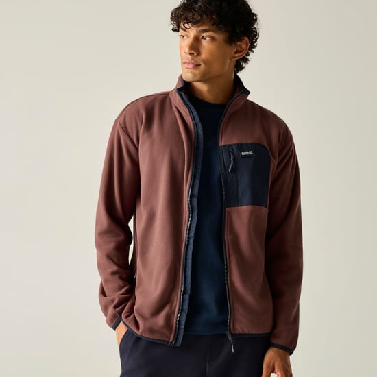 Regatta Heren Frankie Full Zip Fleecejack (Donkerkersenrood/marineblauw) - Image 6