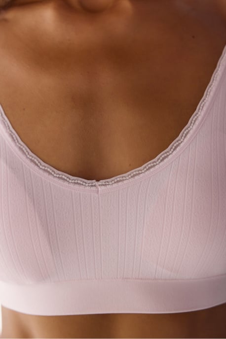 Naadloze bralette met kantpatroon en uitneembare cups - Image 4
