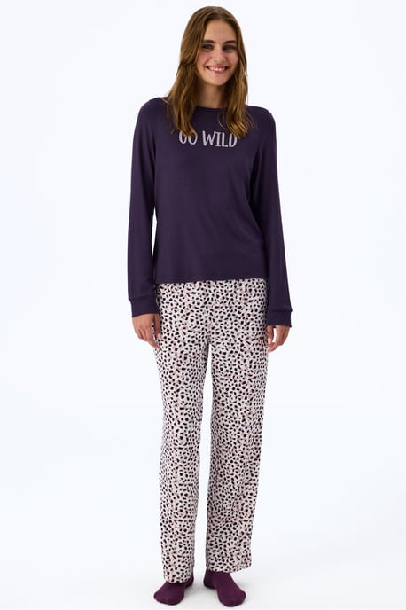 Midnight Mood pyjamatop met sloganprint en lange mouwen - Image 3