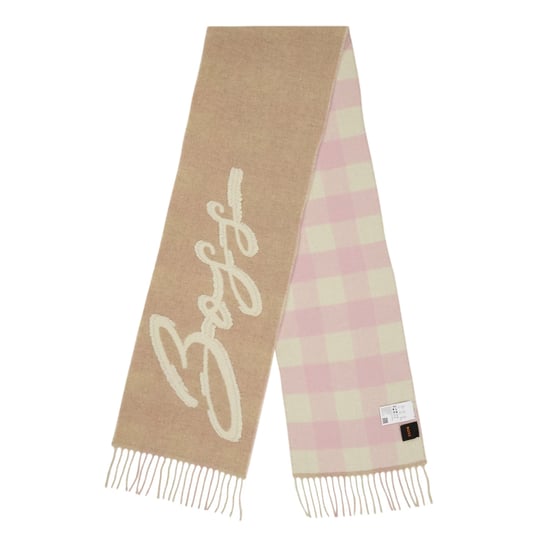 Boss Omkeerbare sjaal met gingham-patroon (Roest) - Image 2