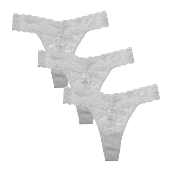 Be You Dames-string met bloemenmotief en kant (set van 3) (Wit) - Image 1