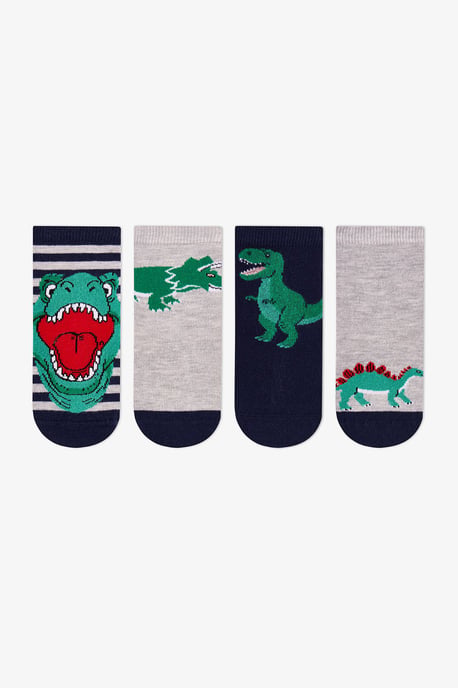 Dino Bite Katoenen enkelsokken, 4-pack - Image 1