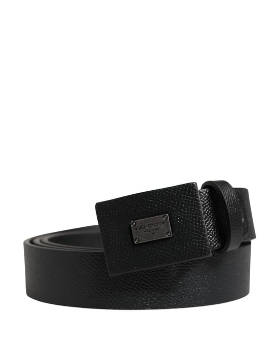 Dolce & Gabbana Heren Zwarte Kalfsleren Vierkante Gespriem - Image 1