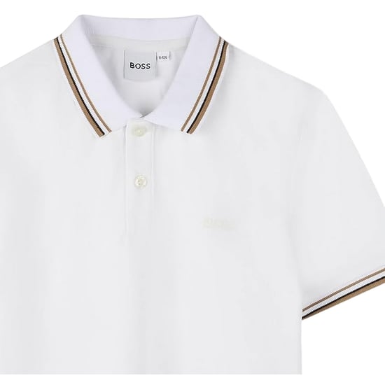 Boss Polo met logo in dezelfde kleur voor kinderen (Wit) - Image 3