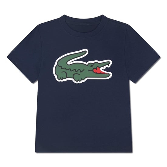 Lacoste Katoenblend T-shirt met groot logo voor kinderen/Kinderen (Marineblauw) - Image 1