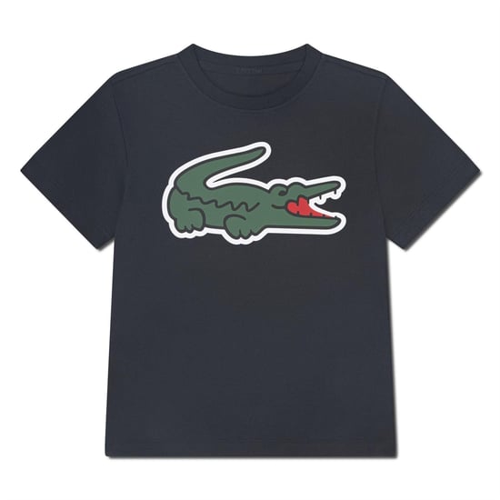 Lacoste Katoenblend T-shirt met groot logo voor kinderen/Kinderen (Zwart) - Image 1
