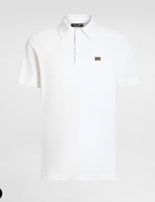 Dolche&Gabanna Poloshirt van katoenjersey met metalen merklabel Wit - Image 1
