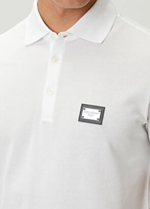 Dolche&Gabanna Poloshirt van katoenjersey met metalen merklabel Wit - Image 2
