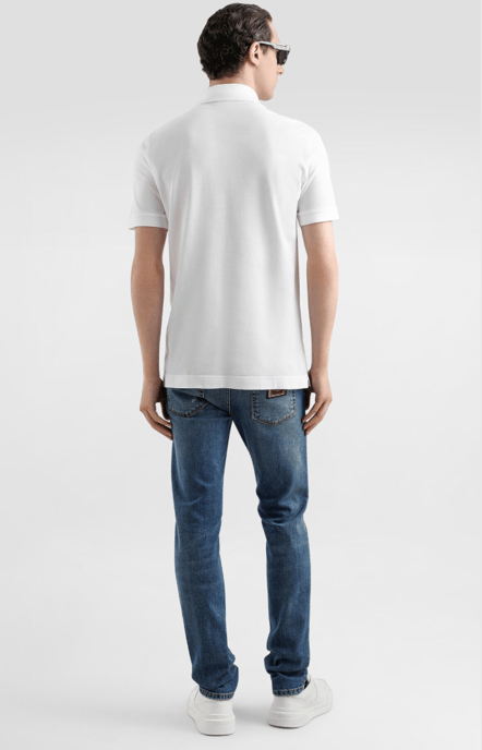 Dolche&Gabanna Poloshirt van katoenjersey met metalen merklabel Wit - Image 4