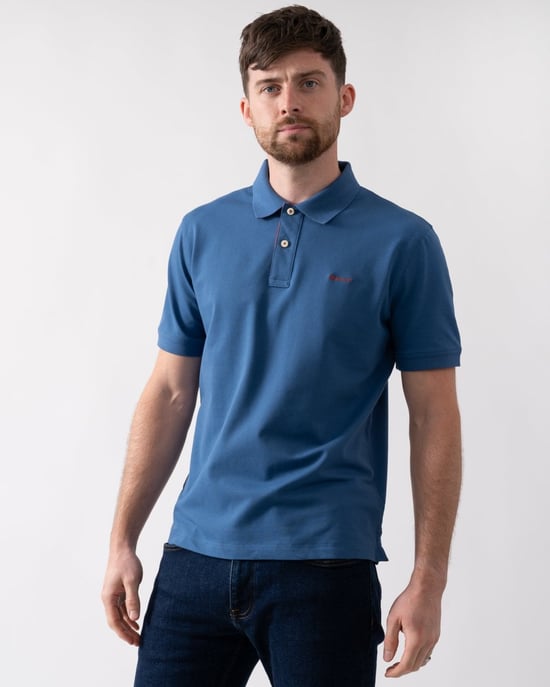 blauwe polo Gant met korte mouw 2-knoops - Image 1