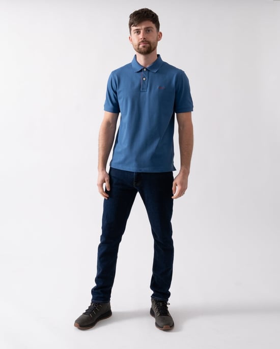 blauwe polo Gant met korte mouw 2-knoops - Image 3
