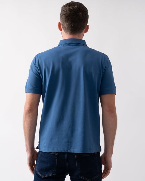 blauwe polo Gant met korte mouw 2-knoops - Image 4