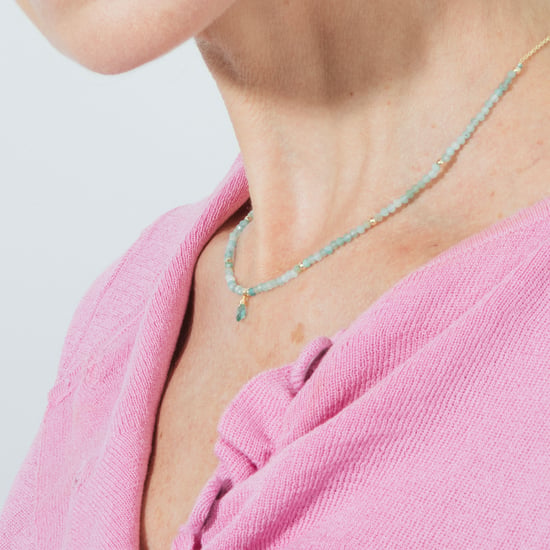 Luxeketting, metaallegering athat en amazoniet 18K vergulde afwerking - Image 3
