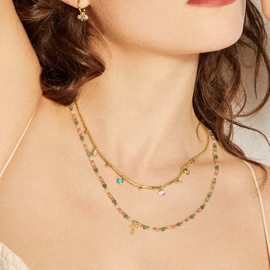 Luxenter Sterling Zilver 925 Ketting met Veelkleurig Kristal afgewerkt in 18K geel goud - Liwa - Image 3