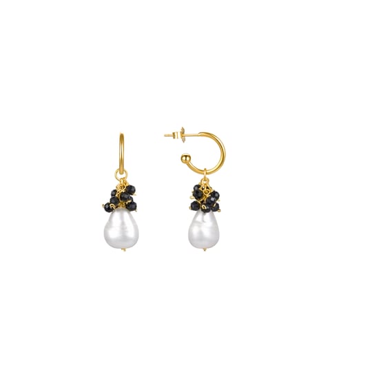 Luxenter Sterling Zilver 925 oorbellen met Zwart Kristal afgewerkt in 18K geel goud - Sahme - Image 1
