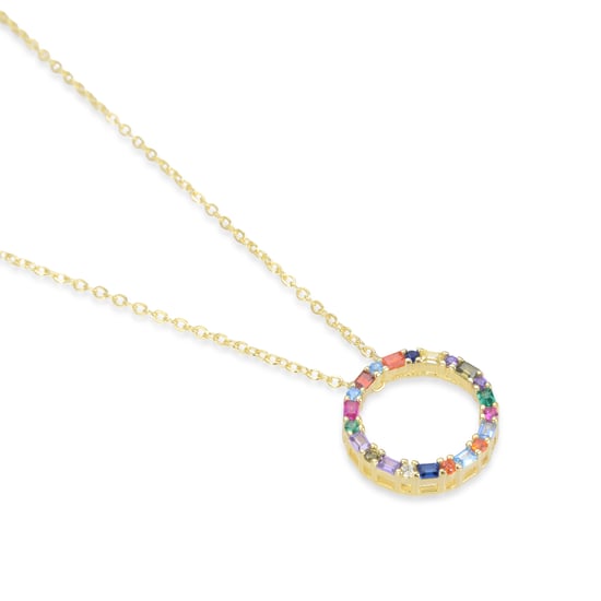 Luxenter hrius collier in 925 sterling zilver en veelkleurige zirkonia met 18 karaat geelgouden afwerking - Image 5