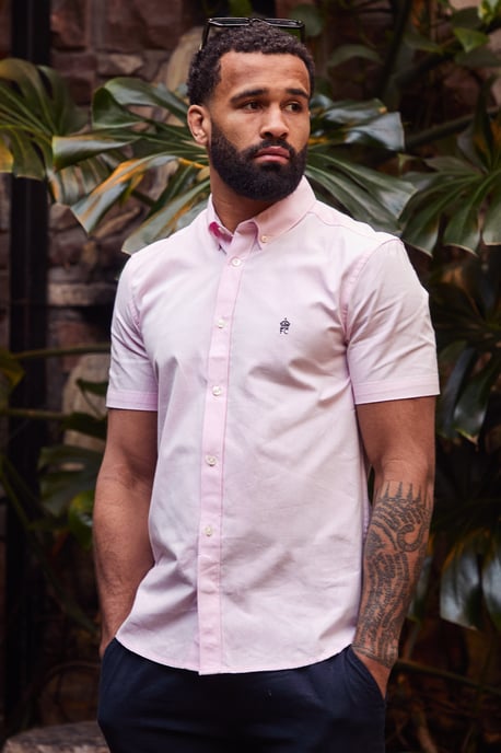 Pink Cotton Short Sleeve Oxford Shirt - Image 1