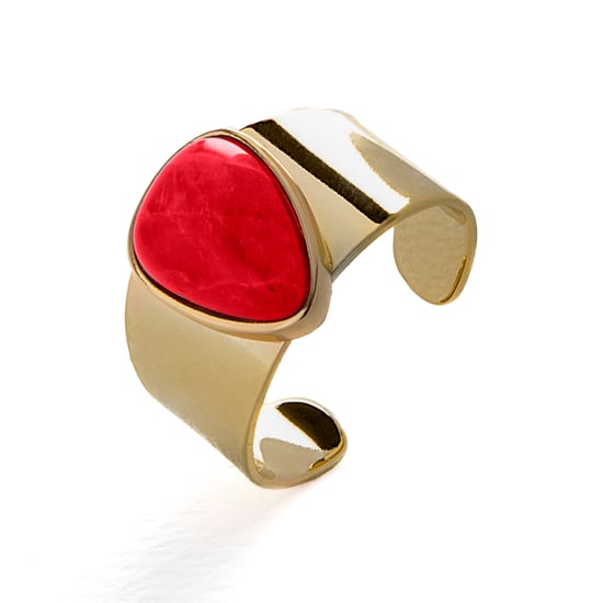 Luxenterring, metaallegering en koraal, 18K vergulde afwerking - Image 1