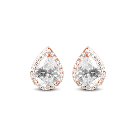 Luxenter oorbellen, 925 sterling zilveren theli en glanzende zirkonia met 18K roségoud vergulde afwerking - Image 1