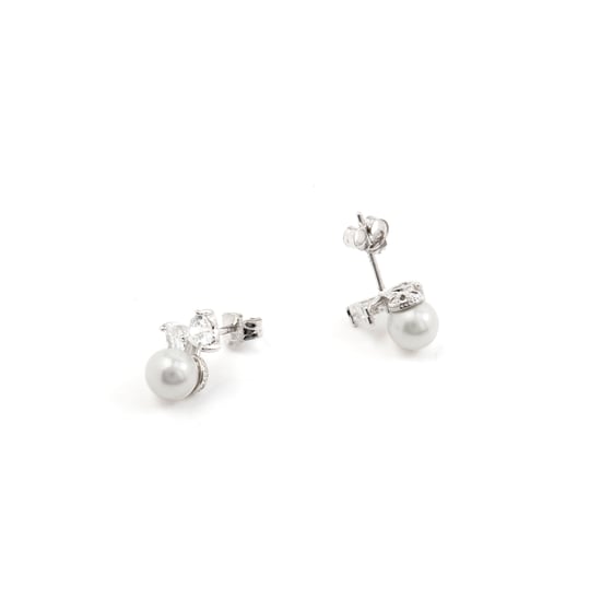 Luxenter Theria 925 Sterling Zilver en Witte Parel Gerhodineerd Oorbellen - Image 4