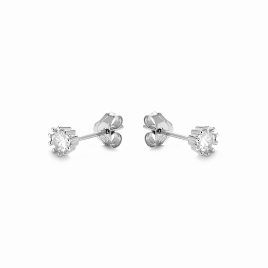 Luxenter oorbellen, 925 sterling zilver met schelp en glanzende zirkonia, gerhodineerd afgewerkt - Image 3
